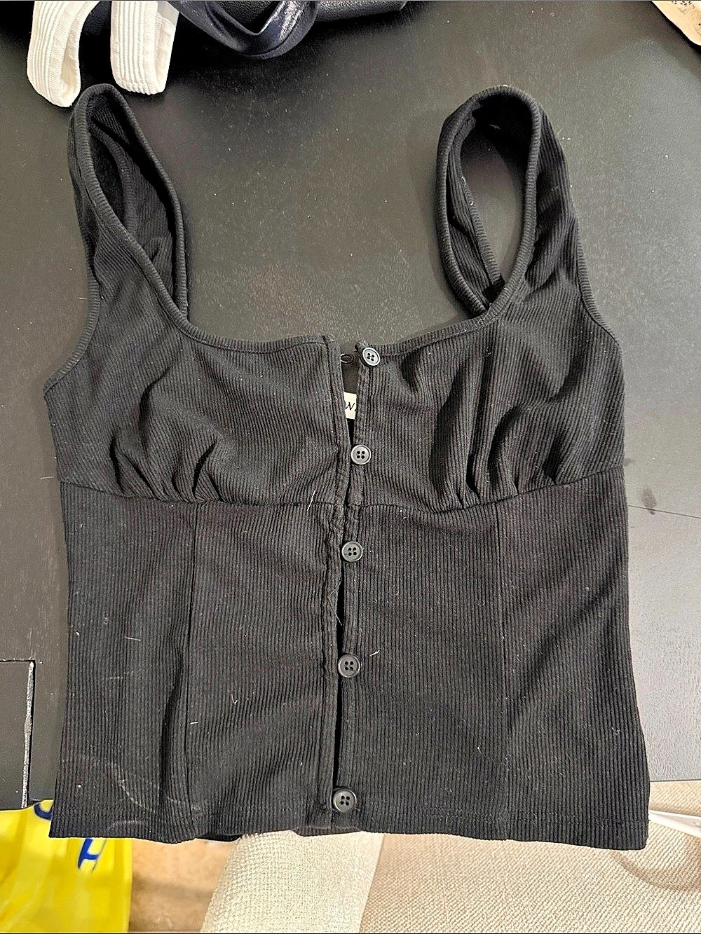 All The Ways Black Button-Front Crop Top Size XS